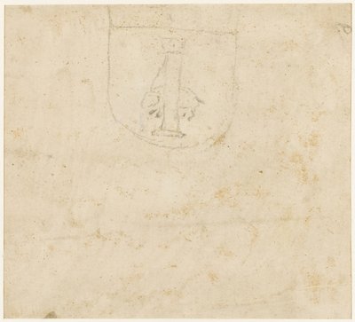 Sheet of Studies: Sketch of a Coat of Arms with an Animal Tied to a Column as Charge by Raffaello Sanzio Raphael